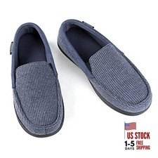 Men's Lightweight Moccasin Slippers with Cozy Memory Foam, 11 Aegean Blue