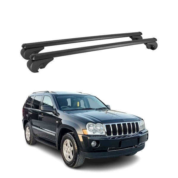 DachträGer FüR Jeep Grand Cherokee 2005-2010 GepäCkträGer Aluminium Schwarz 2X-image