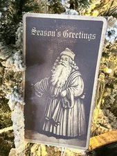 Primitive~Folk Art~Christmas Winter Handmade Santa Paper Tuck