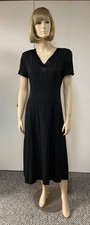 Vintage J Peterman Tea Length Silk Crepe de Chine V-Neck Dress Size 4 Bust 35-36