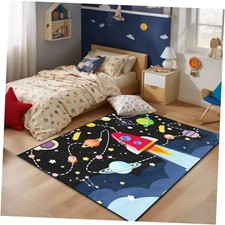 Space Rug - Space Rug for Boys Room Cartoon Solar System Carpet Educational