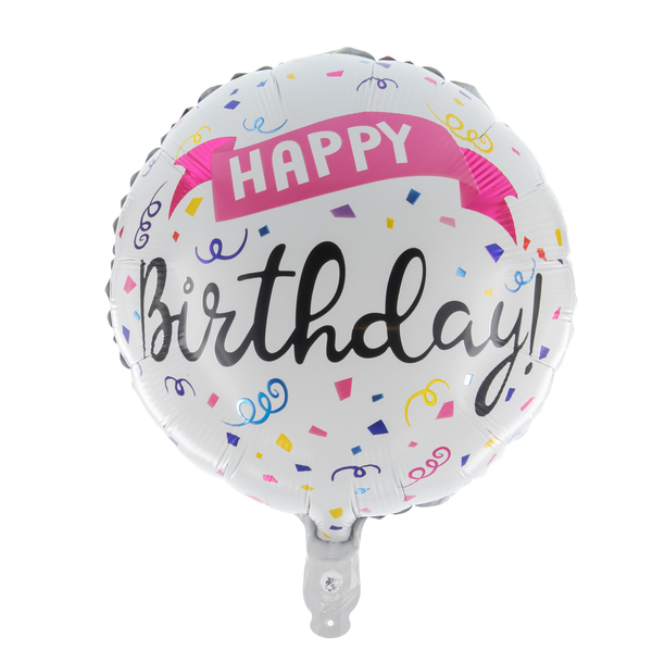 Folienballon Rund Happy Birthday Konfetti 45Cm Luftballon Geburtstagsballon Deko-image