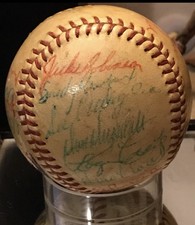 1956 Brooklyn Dodgers Team Signed Baseball Jackie Robinson 7 HOFers JSA DNA LOA