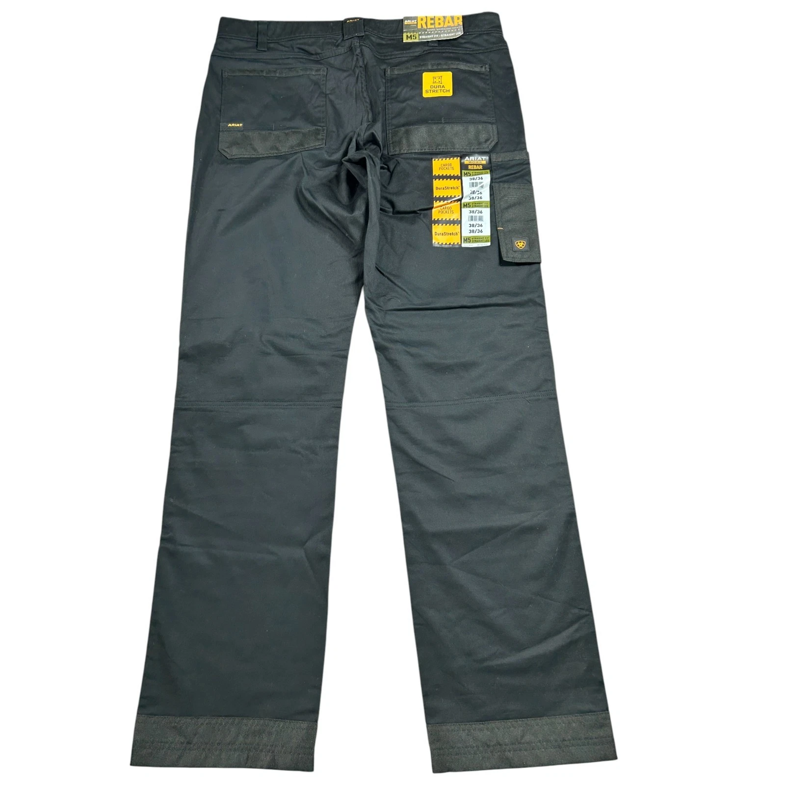Ariat Rebar M5 Durastretch Cargo Work Pants Men’s 38x36 Black Straight Fit