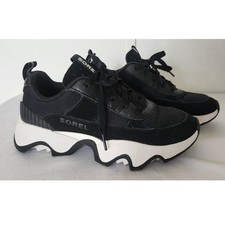 Sorel Kinetic Impact Wonder Lace Black Sea Salt Platform Sneakers 7.5 NL5097-010