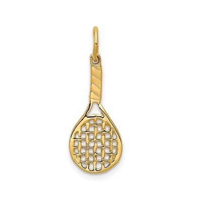 14k Gelbgold Tennisschläger Anhänger Charm durchbrochen Sportschmuck Unisex