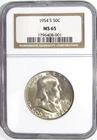 1954-S FRANKLIN Silver Half Dollar NGC MS 65