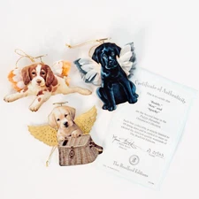 Bradford Editions Puppy Paradise Set Two Ornaments 2001 Lynn Kraatz Certificate
