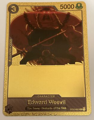 EDWARD WEEVIL One Piece Anime GOLD FOIL FAN ART Custom Collectible CCG Card