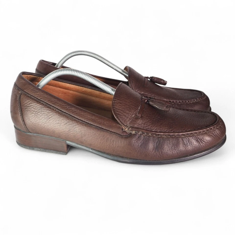 Mocasines sin cordones Thom McAn Tassel de cuero de grano completo marrón 84815 para hombre 13 Foto 4 de 4