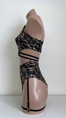 Schminke ⚜️ Pole dance set pole-wear marble gold black baby evil's top bottoms - Picture 8 of 17