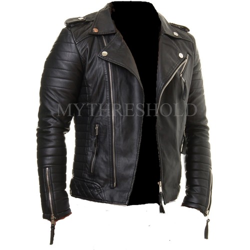 Men Genuine Lambskin Quilted Real 