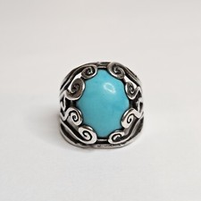 Sterling Silver Turquoise Ring Signed B ISRAEL SZ 8