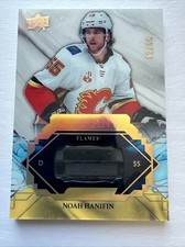 2019-20 Noah Hanifin #/65 UD Remnants R-NH Calgary Flames Hockey Card Game Used