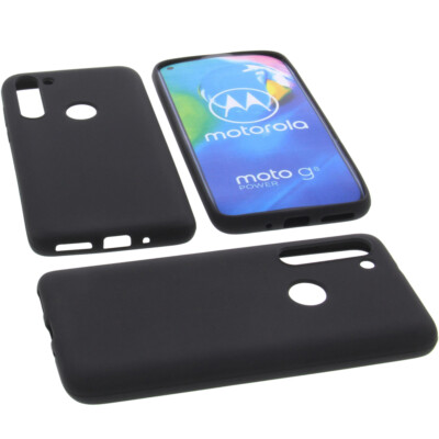 Hülle f Motorola Moto G8 Power Tasche Schutz Handytasche TPU Gummi Case Schwarz