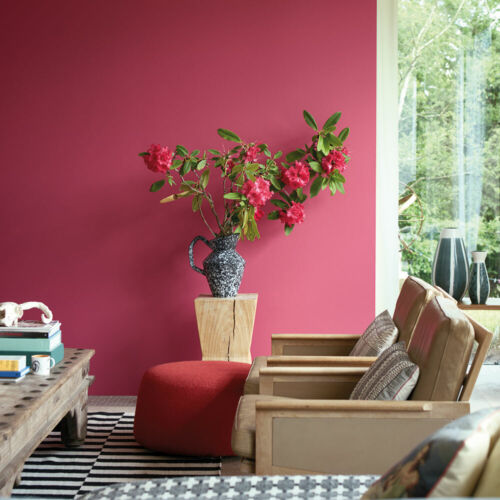 Lounge Wallpaper - Plain Cranberry - Thick Washable 51120703 Paste The Wall  | eBay