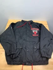 Vtg 90s Apex One NBA Chicago Bulls Windbreaker Mens XL Black 11009