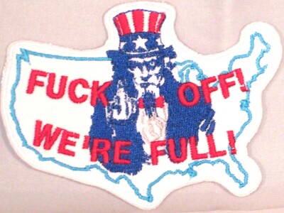 F**K OFF! WE'RE FULL USA MAP EMBROIDERED MOTORCYCLE IRON ON PATCH E-9