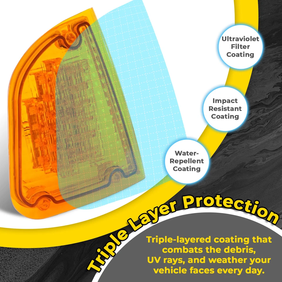 Par de luces de señal de giro LED ámbar para KW Kenworth K300 T300 T330 T600 1986-2008 Foto 2 de 4