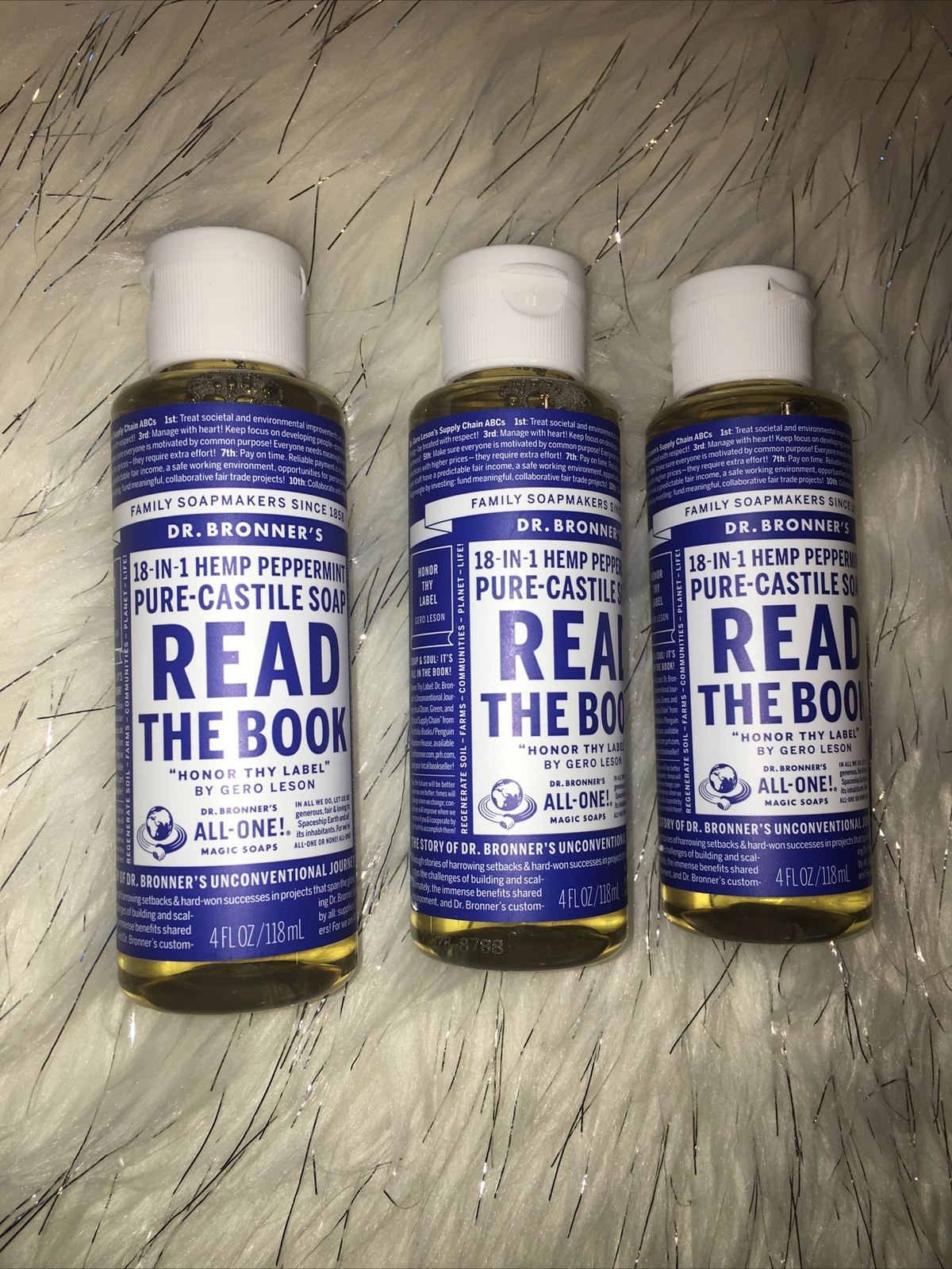 Dr. Bronner's Pure Castile 18-in-1 Organic Hemp Peppermint Soap LOT OF ...