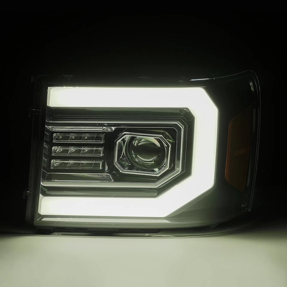 Fit 07-13 GMC sierra 1500/07-14 2500/3500HD Polished Black Headlights W/LED DRL - Image 3 of 4