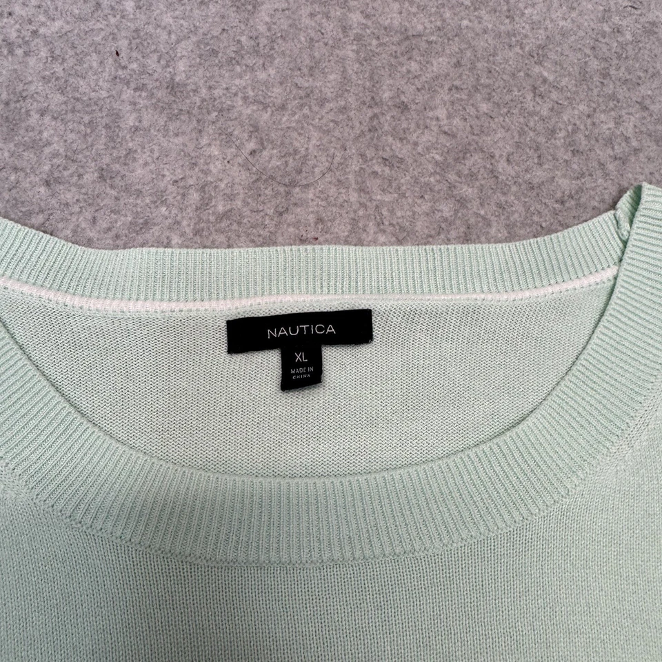 Suéter feminino Nautica XL gola redonda verde claro algodão mistura modal leve - Imagem 3 de 4