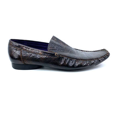 Mens 11 Aldo Brown Snake Print Leather Driving Mocs  display picture 2