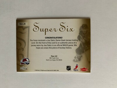2005-06 Ultra Super Six Jerseys #SSJJS Joe Sakic - Colorado