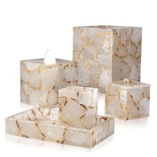 Handmade White Agate Stone Bathroom Set For Picas Luxury Bathroom Accessories De