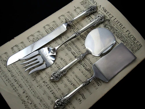 ❤️ GRANDE BAROQUE WALLACE STERLING SERVING PIECE SET 4PC ORIGINAL ATCH