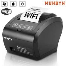 MUNBYN WiFi Receipt Printer 80mm POS Printer USB/Lan/Serial Port for Cash Drawer