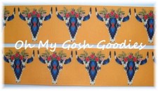5 YARD SALE - 1.5 TRIBAL FLORAL BOHO SKULLS CHEER DESIGNER GROSGRAIN RIBBON