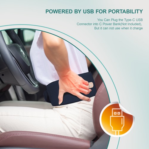 Cordless Massage Belt Electric Heated with Back Support Waist Vibration Massager - Picture 15 of 26
