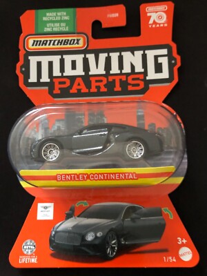 Bentley Continental GT 3. Gen - Schwarz - Matchbox Moving Parts 2023 - Neu
