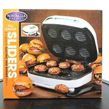 Nostalgia Electrics-All  League Sliders -Mini Burger Maker-Makes 6 Patties White