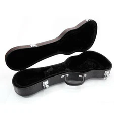 New 21" Standard Size Deluxe Soprano Ukulele Hard Case Leather Black