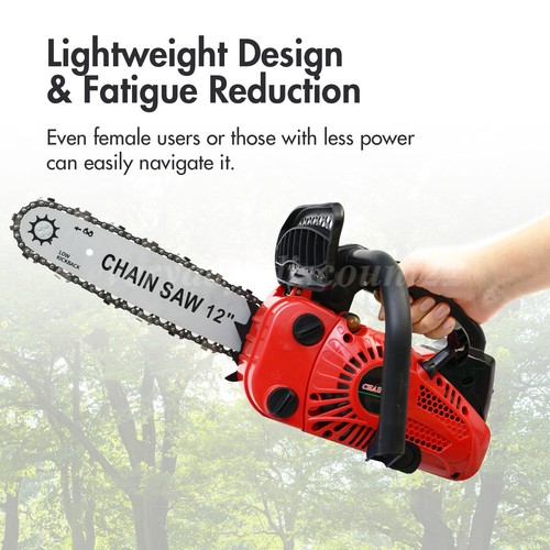 25.4cc Gas Top Handle Chainsaw with 12'' Bar Chain 2-Stroke Engine Cut Tree Wood - Picture 9 of 16
