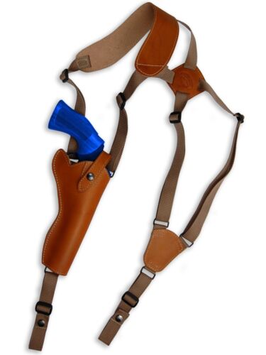 NEW Barsony Saddle Tan Leather Vertical Gun Shoulder Holster Taurus 4" Revolvers - Picture 1 of 7