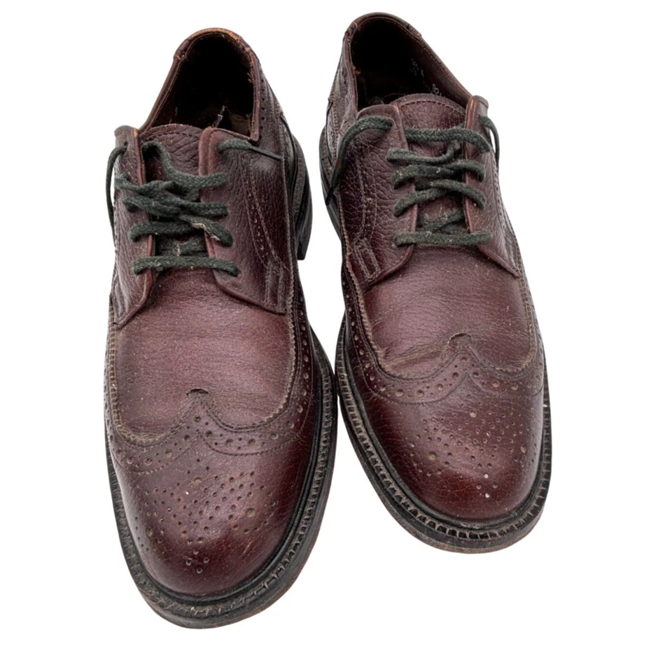 Vintage Nunn Bush Burgundy Leather Wingtip Dress Oxfords Mens Size 9.5 A  - Image 2 of 4