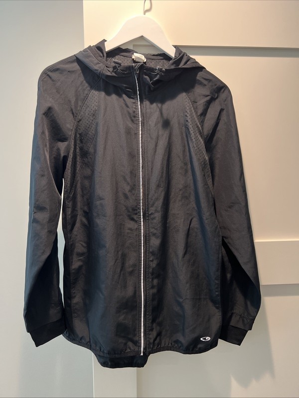 Champion Women’s Lightweight Windbreaker With Hood Black Full Zip Hood Running M