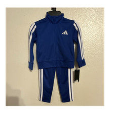 adidas Boys 2-Piece Track Jacket Pants Set Blue/White Size 4 AG10611C