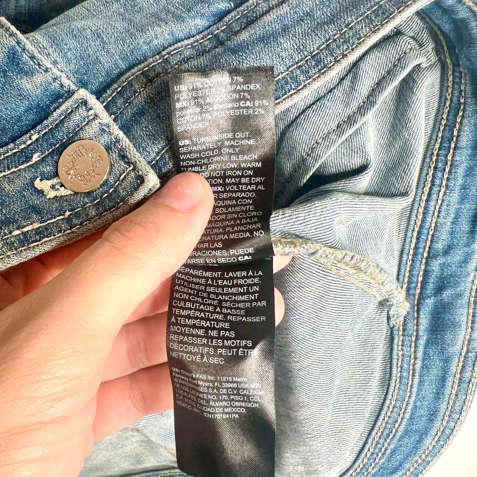 Chaqueta vaquera vaquera WHBM detalle con cordones Western Boho cuello clásico preppy XL Foto 4 de 4