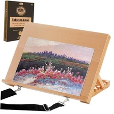 Tabletop Easel for Painting, 16.5"x12" Adjustable Portablewood Drawing Beech A3
