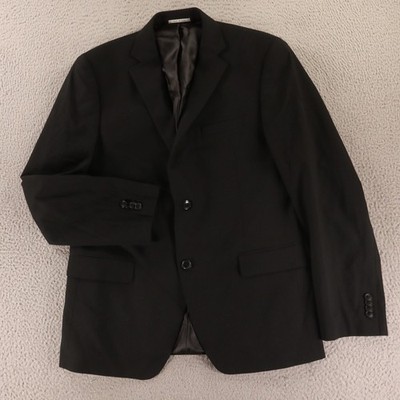 Alfani Jacket M 40R Black Slim Recycled Polyester Blend Blazer Hopsack