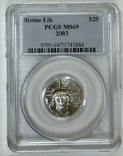 2002 1/4 Oz Platinum Eagle PCGS MS69 American Eagle (Statue of Liberty) 2237.96 per troy oz