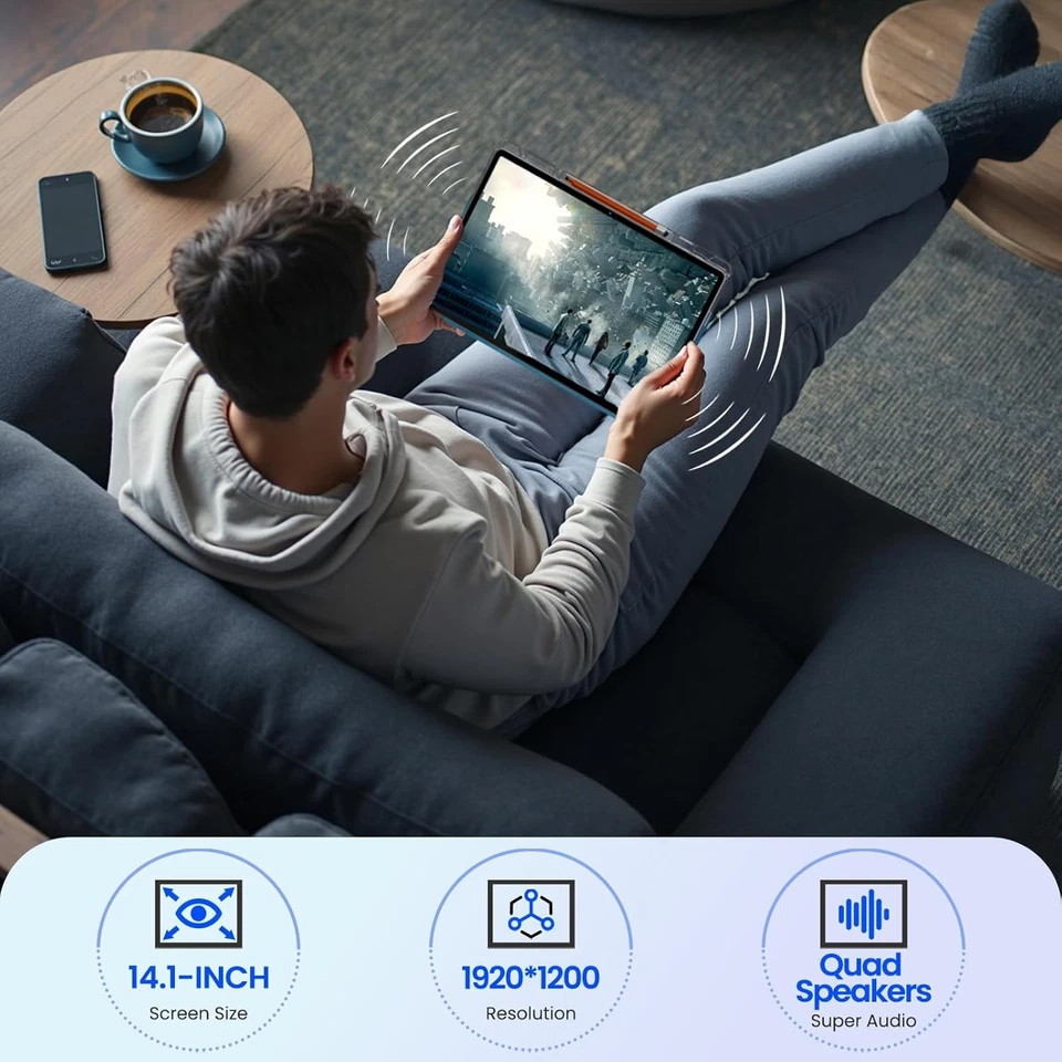 10,000mAh Callsky 14 英寸平板电脑 Android 15 16GB RAM 256GB ROM 1920x1200 全新 — 第 3/4 张图片