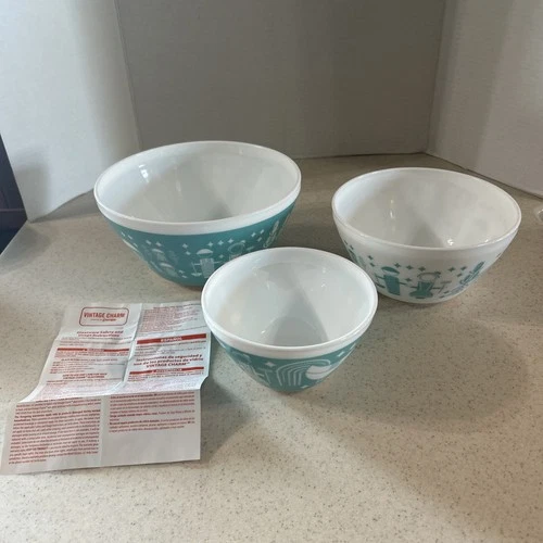 VINTAGE CHARM INSPIRED BY PYREX " RISE N' SHINE " 3 PC. MIXING BOWL'S