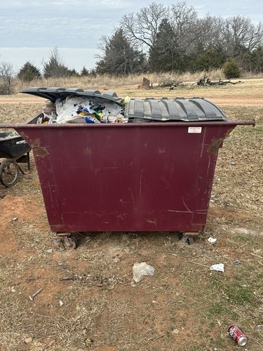 Large Red Tilt Truck Hopper with Lid and Wheels