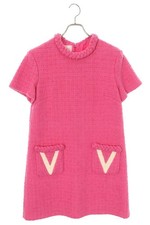 Valentino Size 42 XB3VAY966U3 V Pocket Tweed Short Sleeve Dress Used BS99