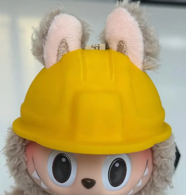 Labubu 15-17cm 3D Printed Yellow Construction Worker Hard Hat Costume